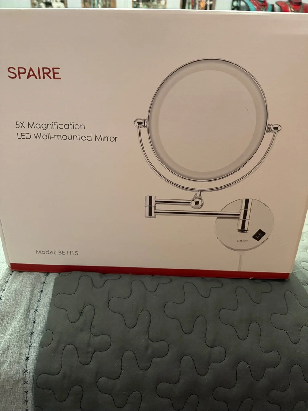 LED Wall-Mounted 5X Magnification Mirror - Chrome
